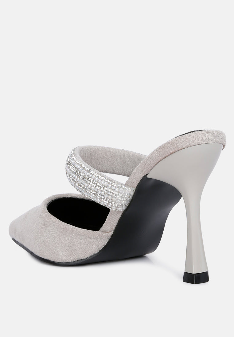 Fauci Diamante Strap Heeled Mules - Tigbul's Variety Fashion Shop
