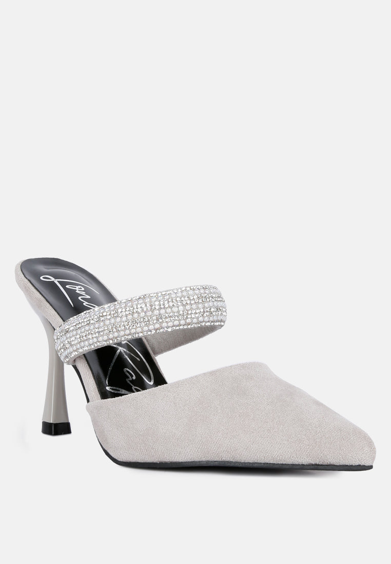 Fauci Diamante Strap Heeled Mules - Tigbul's Variety Fashion Shop