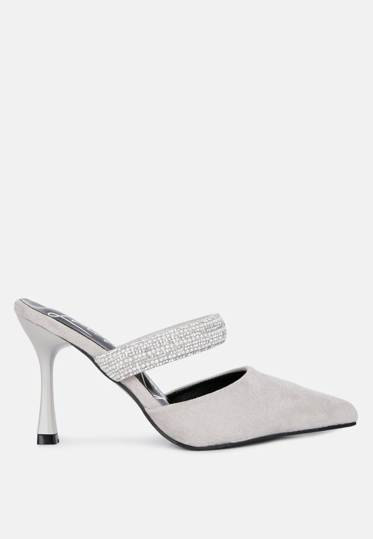 Fauci Diamante Strap Heeled Mules - Tigbul's Variety Fashion Shop