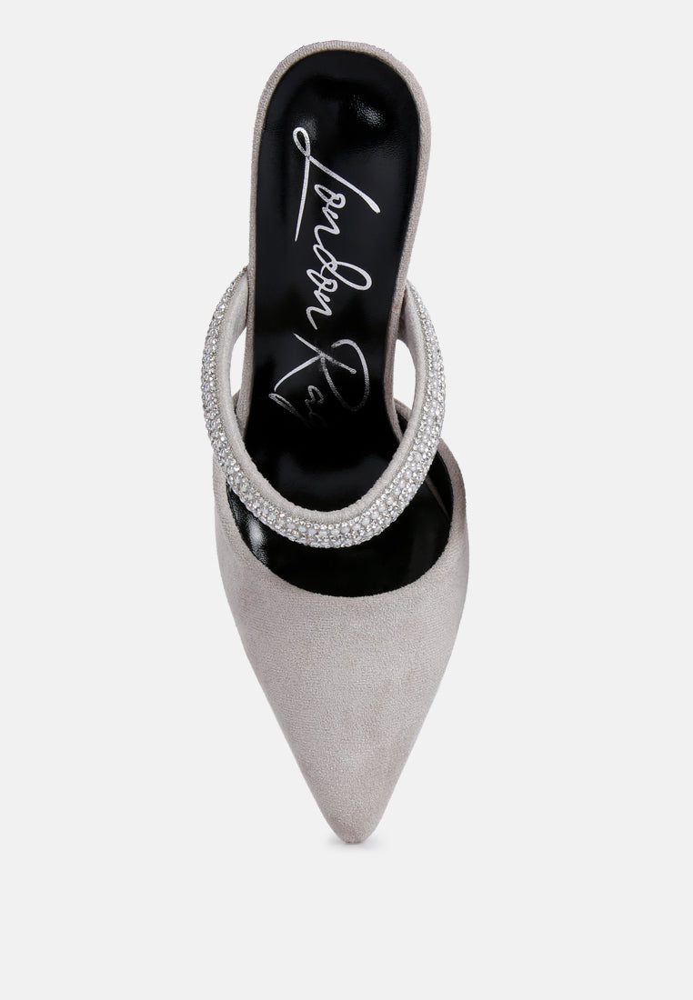 Fauci Diamante Strap Heeled Mules - Tigbul's Variety Fashion Shop