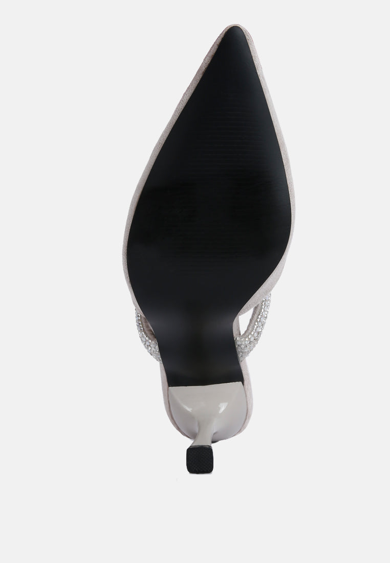 Fauci Diamante Strap Heeled Mules - Tigbul's Variety Fashion Shop