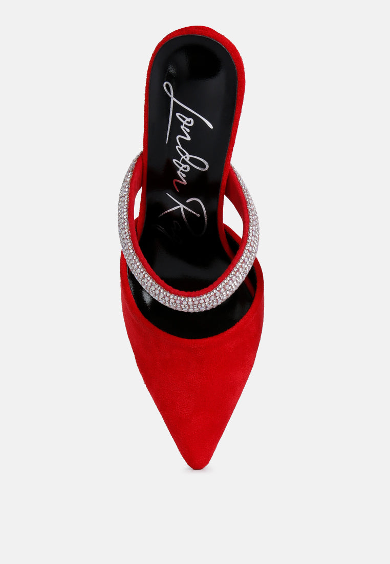 Fauci Diamante Strap Heeled Mules - Tigbul's Variety Fashion Shop