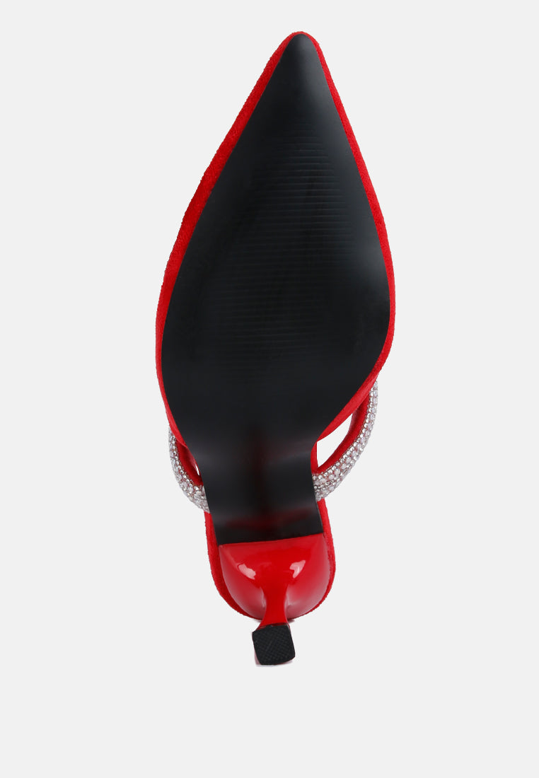 Fauci Diamante Strap Heeled Mules - Tigbul's Variety Fashion Shop