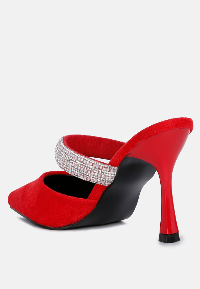 Fauci Diamante Strap Heeled Mules - Tigbul's Variety Fashion Shop