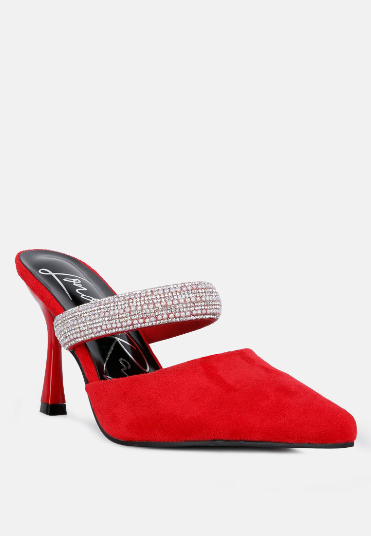 Fauci Diamante Strap Heeled Mules - Tigbul's Variety Fashion Shop