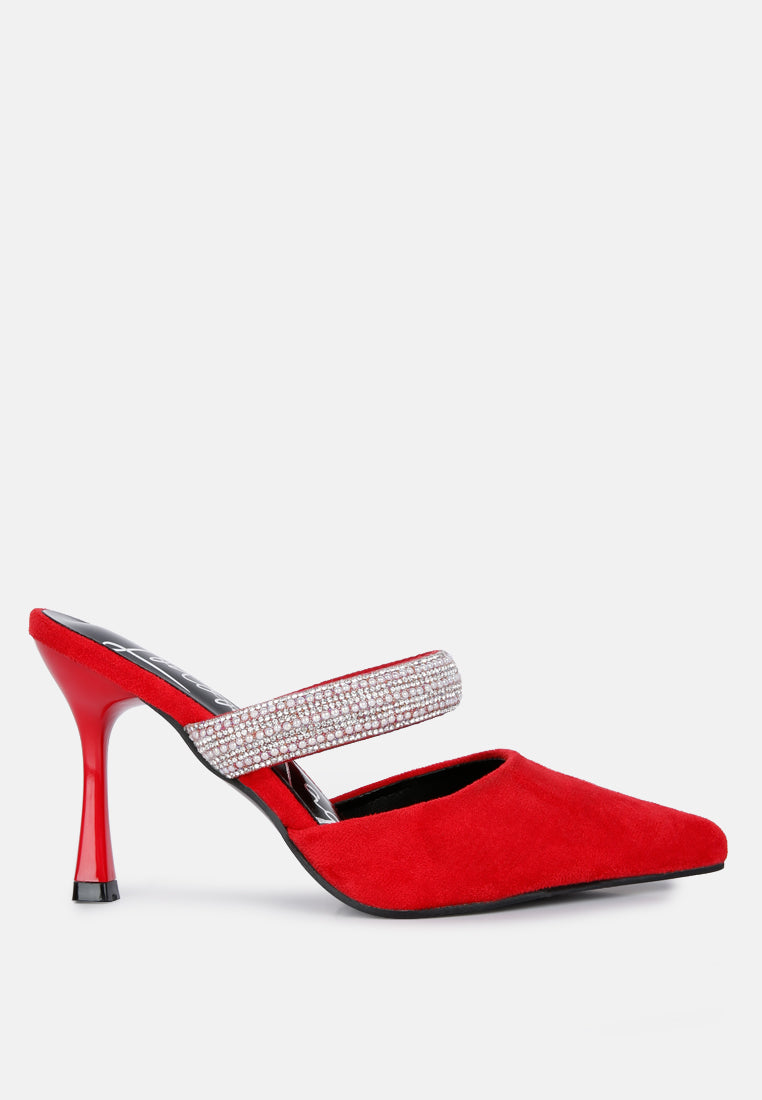 Fauci Diamante Strap Heeled Mules - Tigbul's Variety Fashion Shop