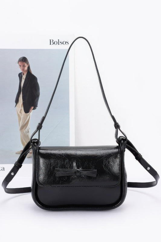 Faux Leather Bow Flap Bag - Tigbul's Variety Fashion Shop