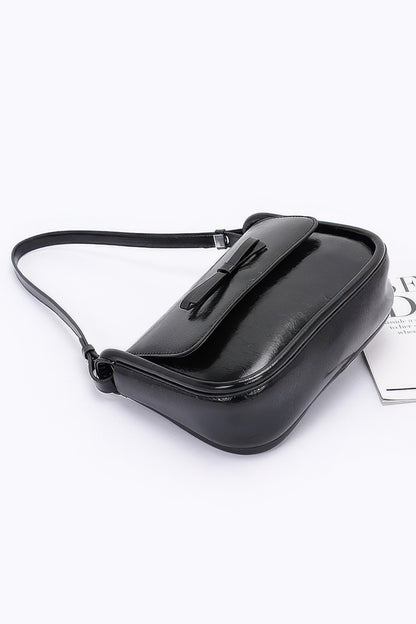 Faux Leather Bow Flap Bag - Tigbul's Variety Fashion Shop