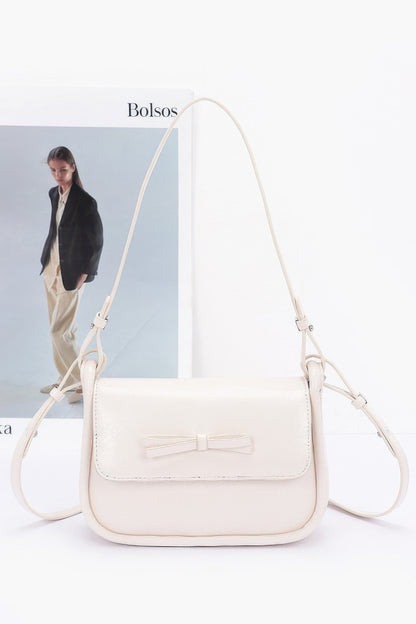 Faux Leather Bow Flap Bag - Tigbul's Variety Fashion Shop