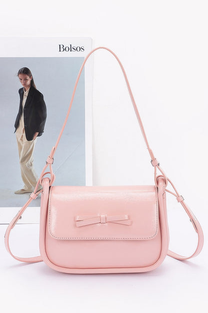 Faux Leather Bow Flap Bag - Tigbul's Variety Fashion Shop