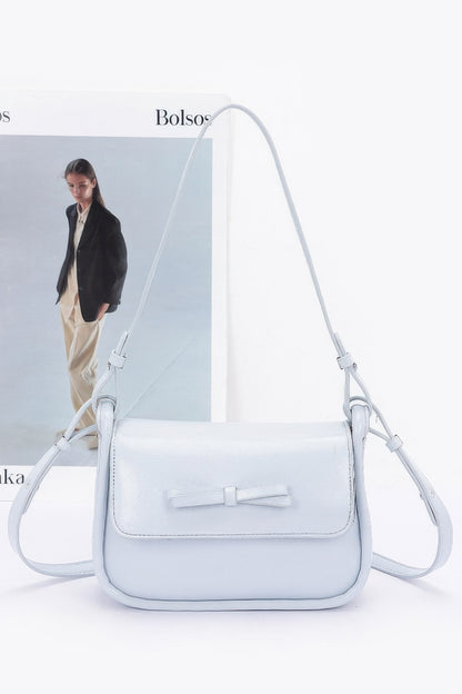 Faux Leather Bow Flap Bag - Tigbul's Variety Fashion Shop