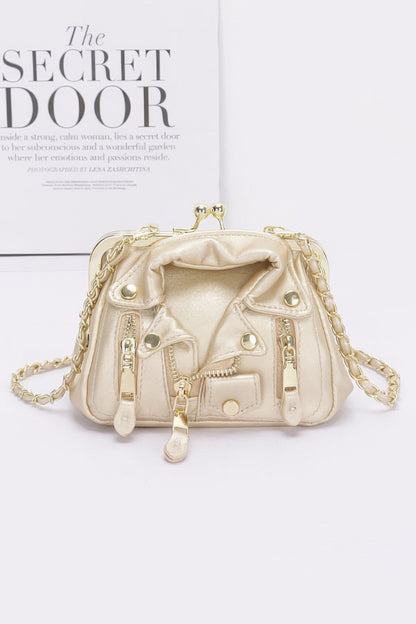 Faux Leather Jacket Style Crossbody Bag - Tigbul's Variety Fashion Shop