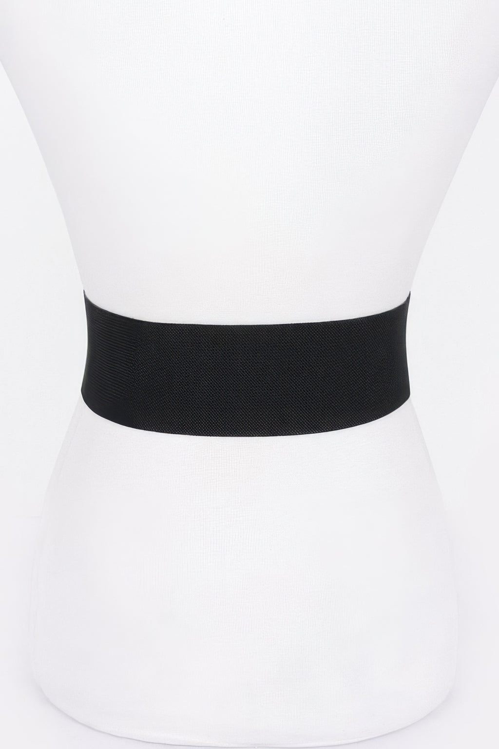 Black textured stretch belt band without visible buckle