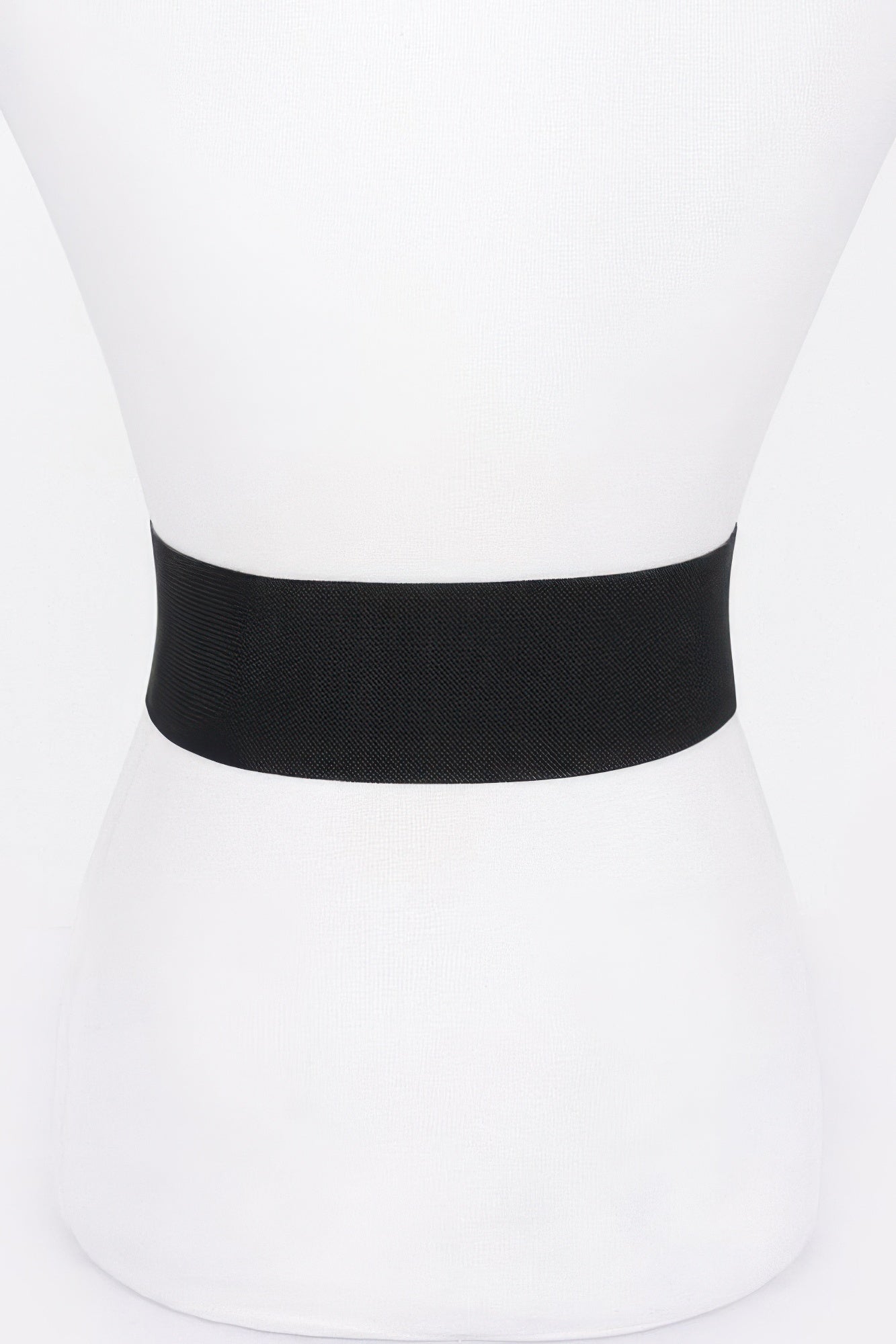 Black textured stretch belt band without visible buckle