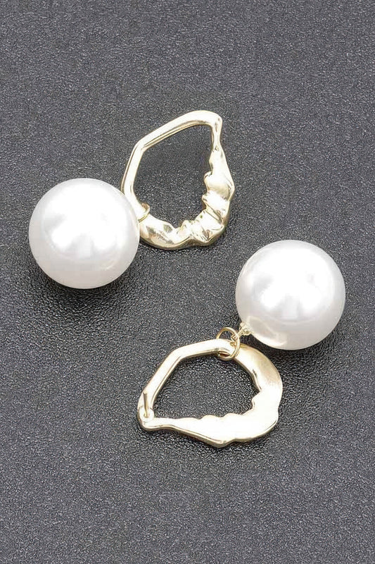Faux Pearl Metal Earring - Tigbul's Variety Fashion Shop