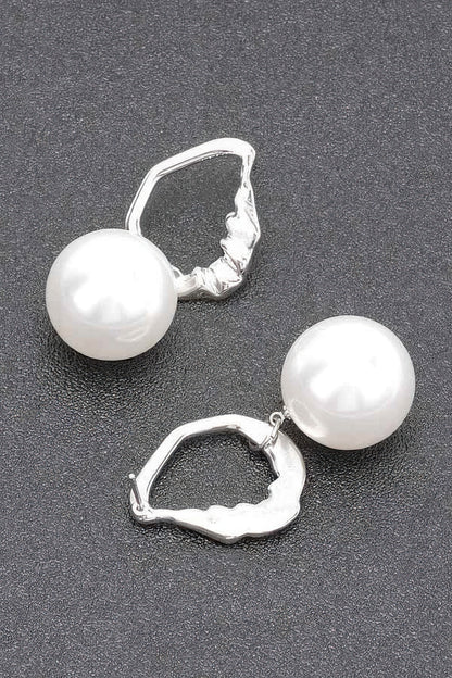 Faux Pearl Metal Earring - Tigbul's Variety Fashion Shop