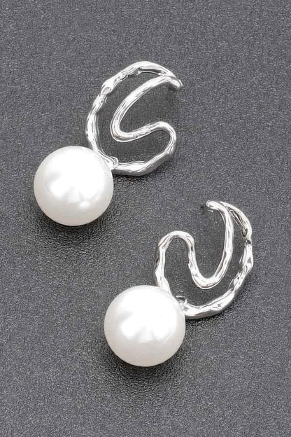 Faux Pearl Metal Earring - Tigbul's Variety Fashion Shop