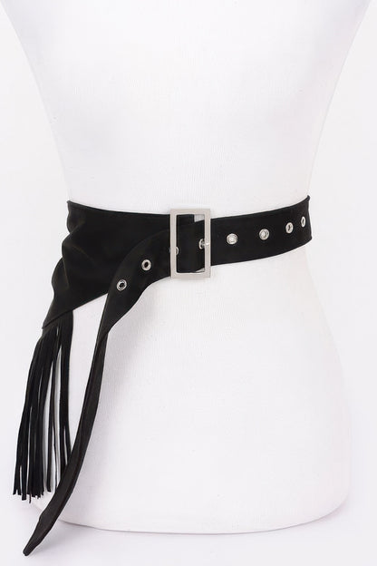 Faux Suede Fringe Belt - Tigbul's Variety Fashion Shop