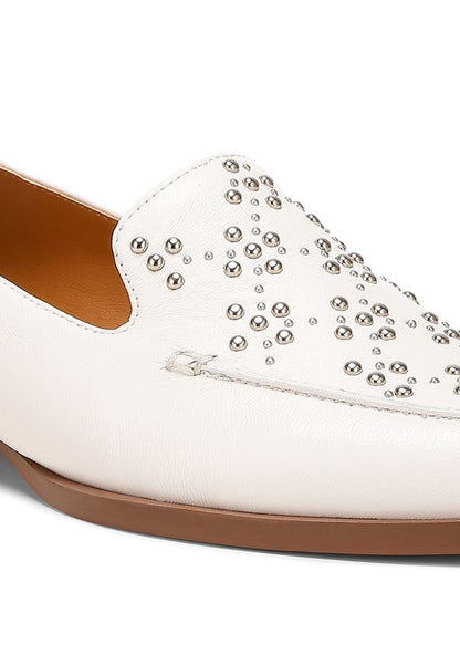 Gabassi Studded Genuine Leather Loafers - Tigbul's Variety Fashion Shop