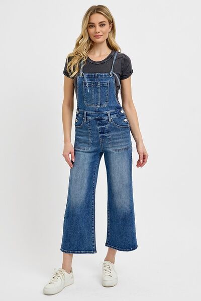 Knotted Strap Denim Overalls with Pockets Plus Size - Tigbul's Variety Fashion Shop