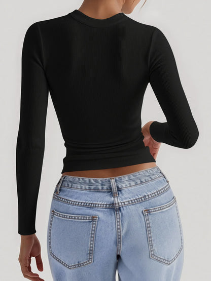 Square Neck Long Sleeve T-Shirt - Tigbul's Variety Fashion Shop