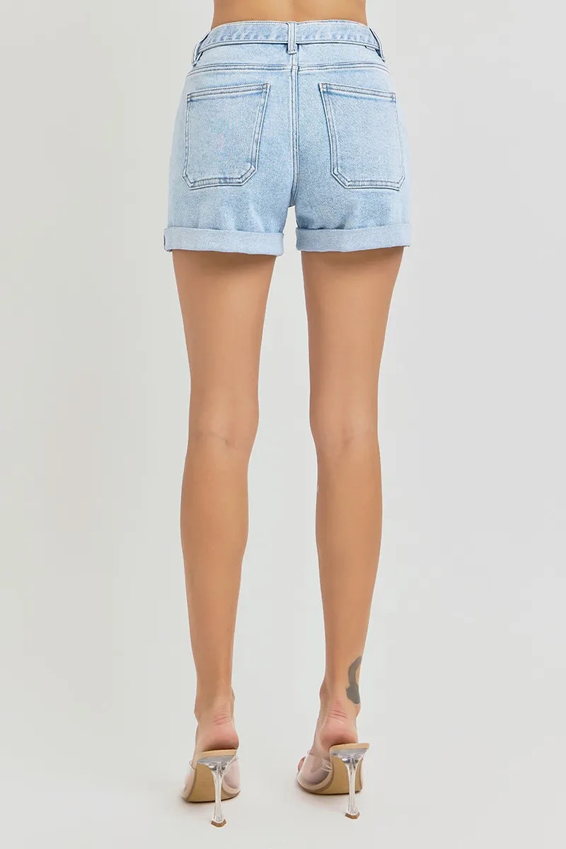 RISEN Full Size High Rise Belted Roll Up Shorts Plus Size - Tigbul's Variety Fashion Shop