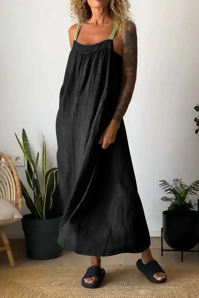 Ruched Cami Maxi Dress with Pockets Size Small - 5XL Plus - Tigbul's Variety Fashion Shop