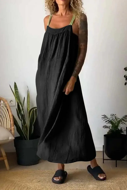 Ruched Cami Maxi Dress with Pockets Size Small - 5XL Plus - Tigbul's Variety Fashion Shop