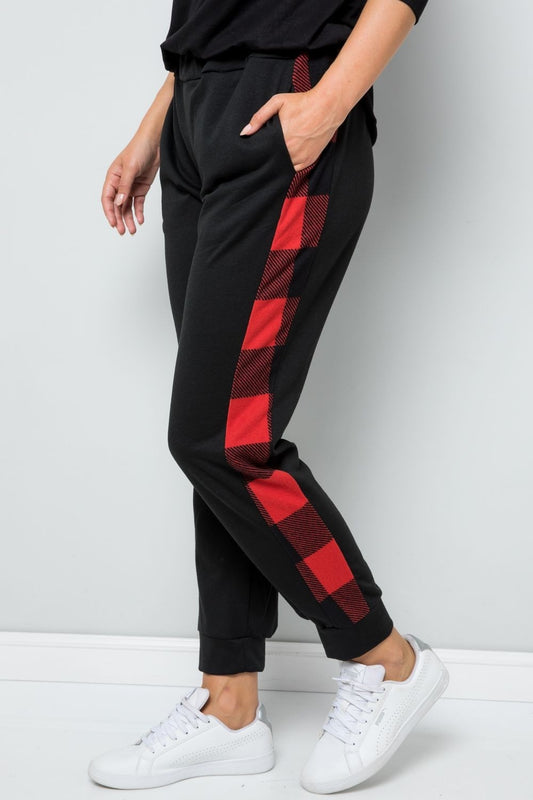 Celeste Design Full Size Plaid Side Print Sweatpants - Tigbul's Variety Fashion Shop