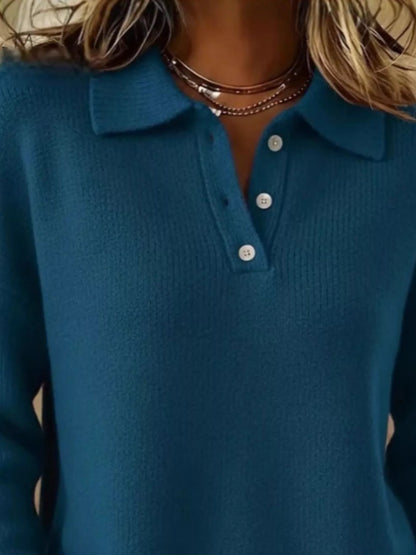 Full Size Button Detail Drop Shoulder Sweater Plus Size - Tigbul's Variety Fashion Shop