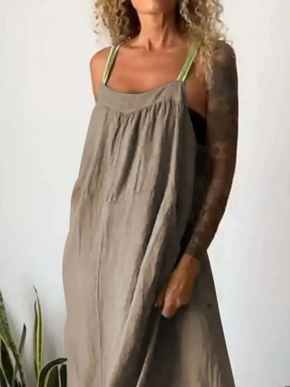 Ruched Cami Maxi Dress with Pockets Size Small - 5XL Plus - Tigbul's Variety Fashion Shop