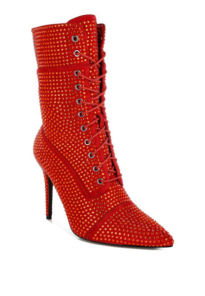 Bitetto Rhinestones Embellished Calf Boots - Tigbul's Variety Fashion Shop