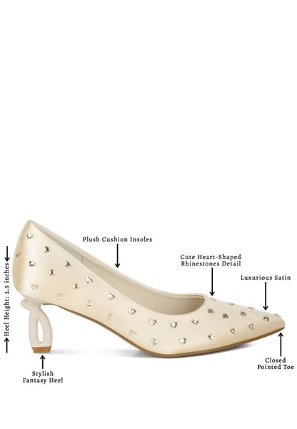 Madhara Heart-Shaped Rhinestones Pumps - Tigbul's Variety Fashion Shop