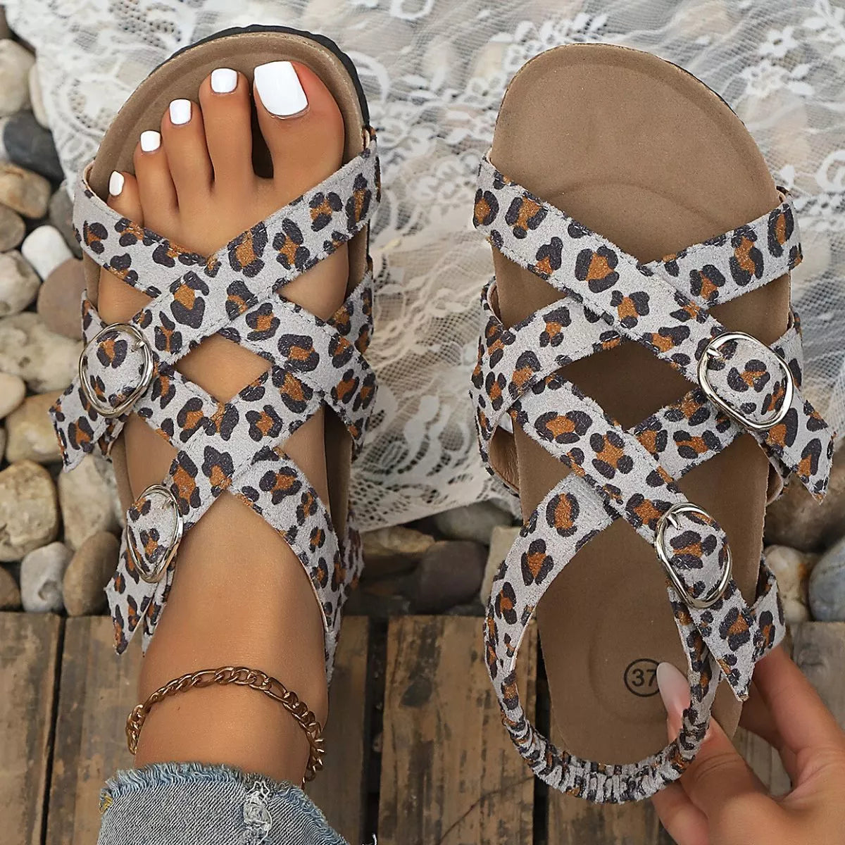 Leopard Buckle Platform Sandals | Tigbuls Variety Fashion Shop