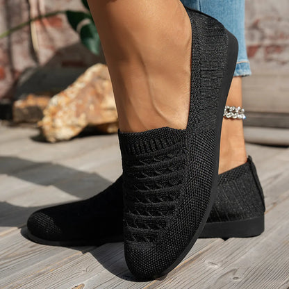 Breathable Knit Slip-On Loafers - Tigbul's Variety Fashion Shop