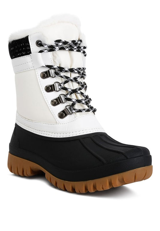 Capucine Fur Collar Contrasting Lug Sole Boots - Tigbuls Variety Fashion