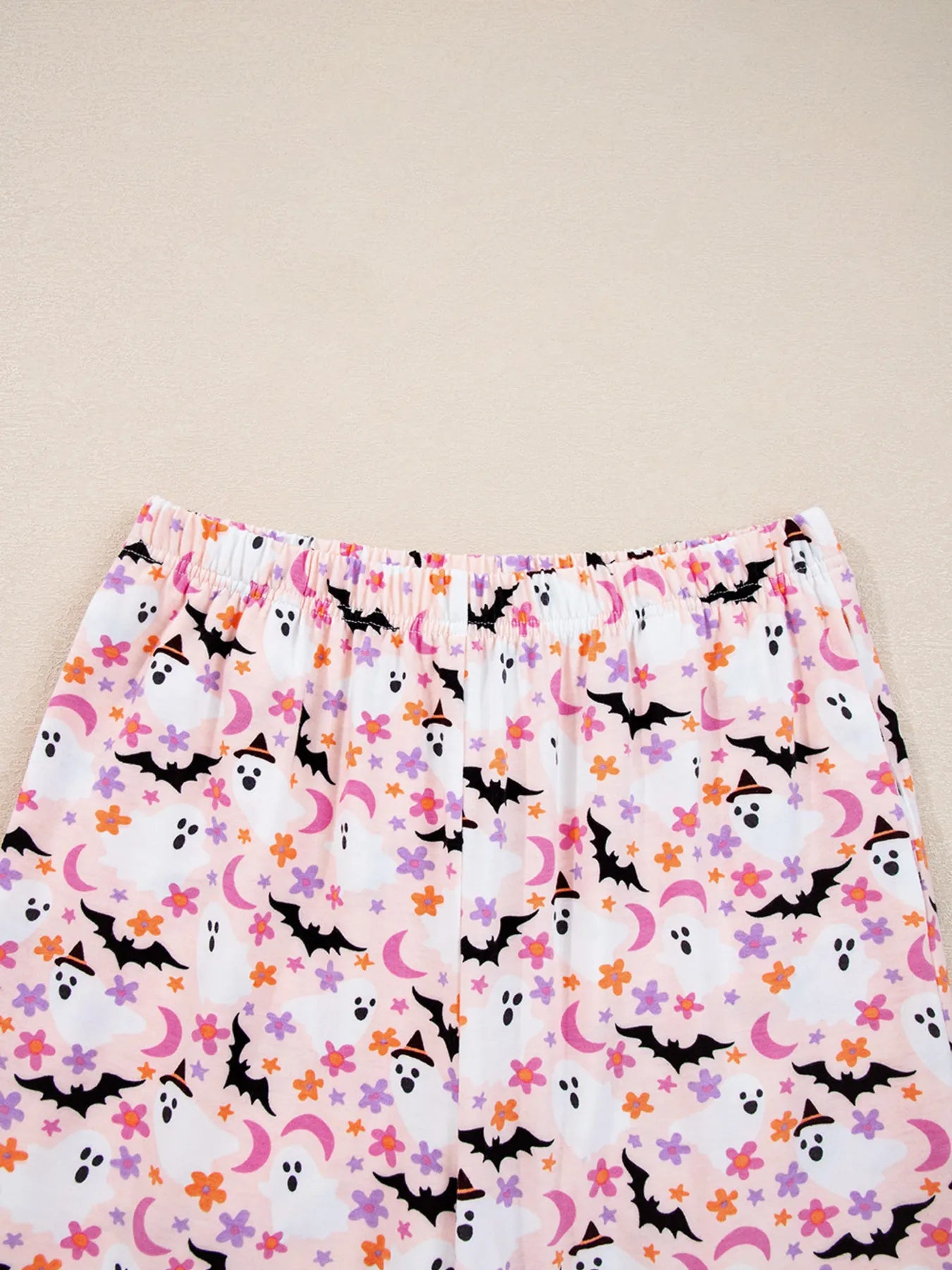 Halloween Ghost Print Button Up Top and Pants Lounge Set - Tigbul's Variety Fashion Shop