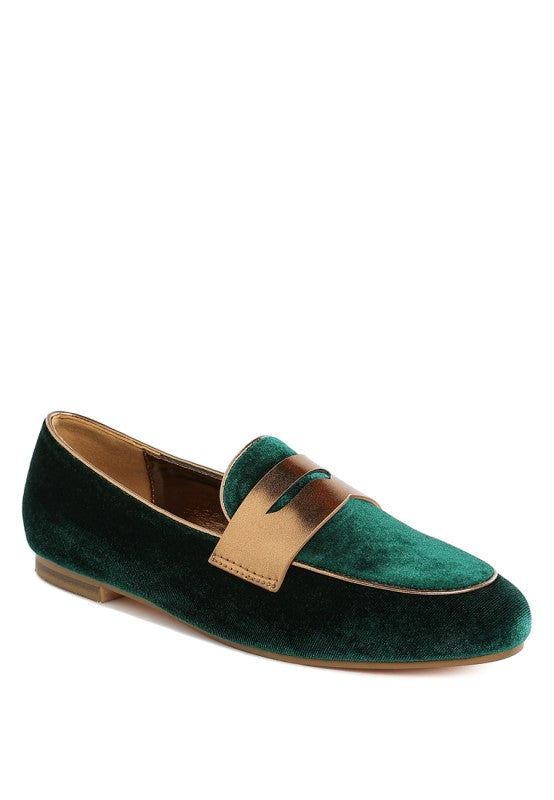 Malta Penny Strap Velvet Loafers - Tigbul's Variety Fashion Shop