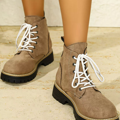 Round Toe Lace Up Boots - Tigbul's Variety Fashion Shop