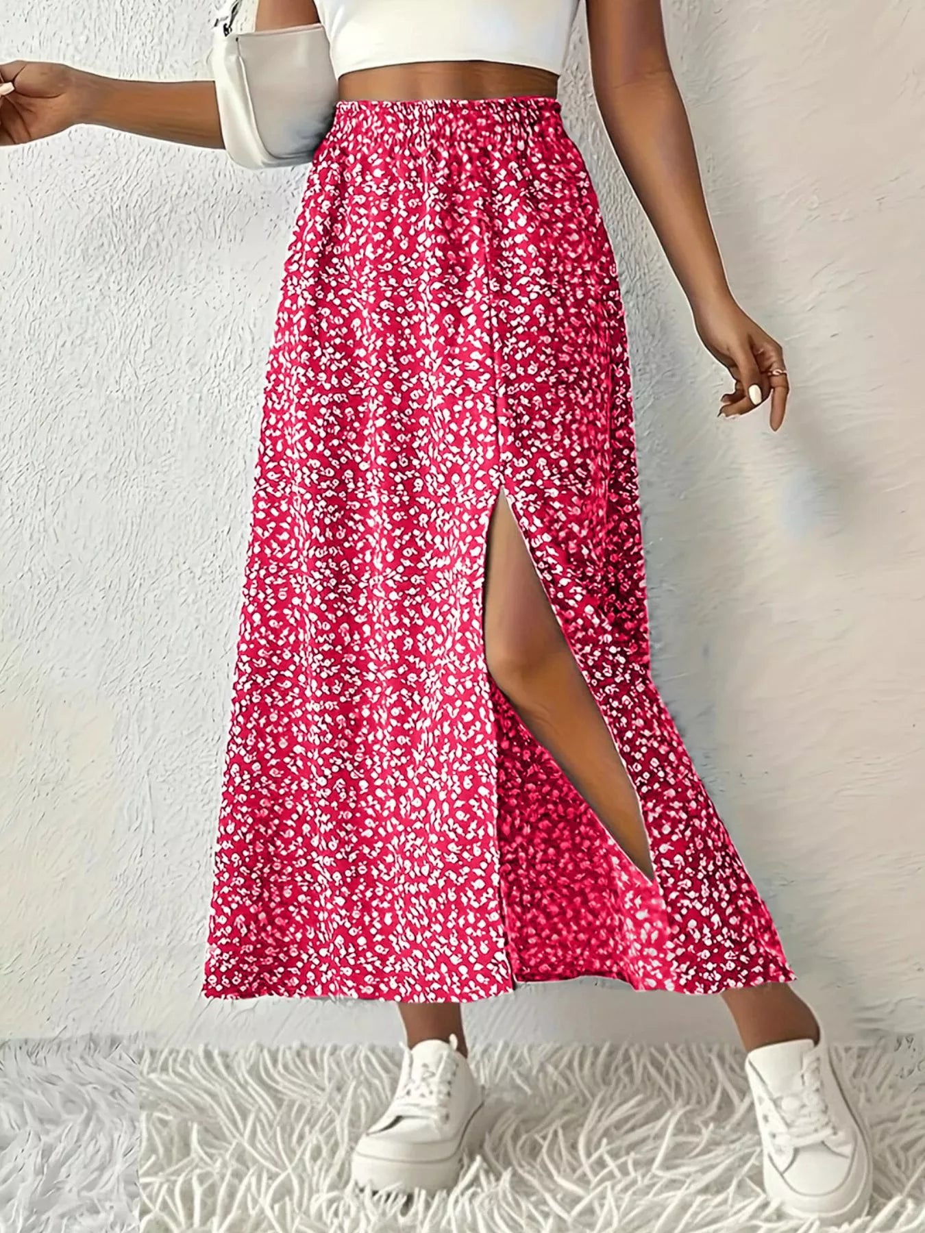 Slit Printed Skirt - Tigbul's Variety Fashion Shop