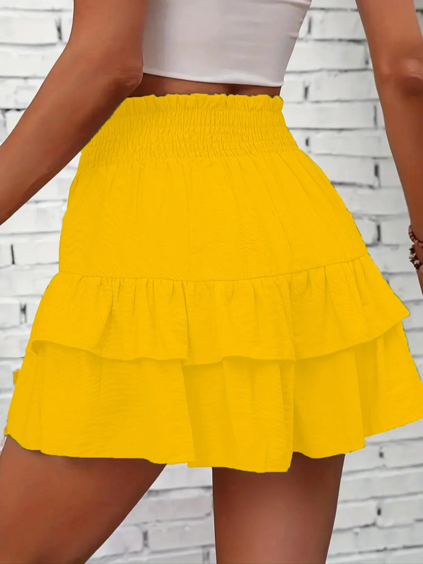 Ruffle Layered High Waist Casual Skort - Tigbul's Variety Fashion Shop