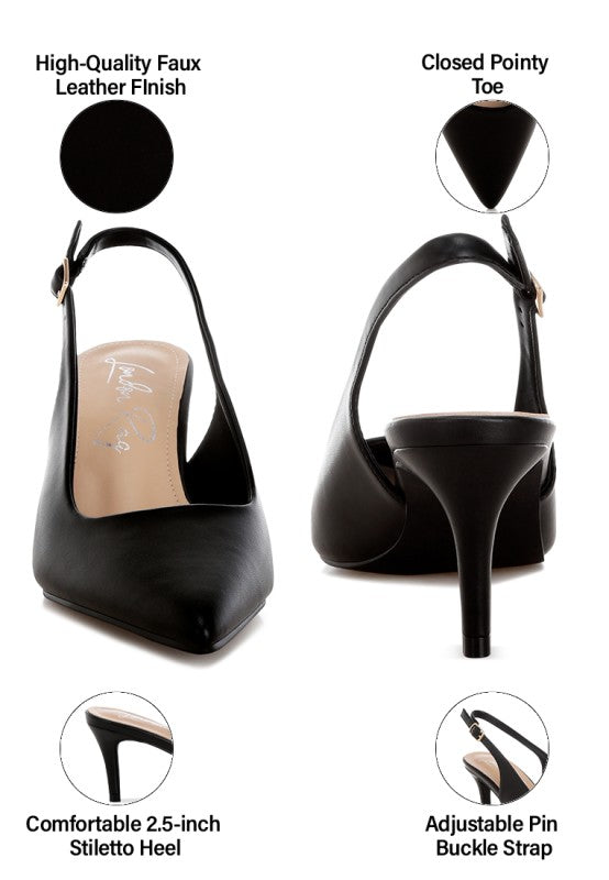 Jaoba Pointed Toe Pin Buckle Slingbacks - Tigbul's Variety Fashion Shop