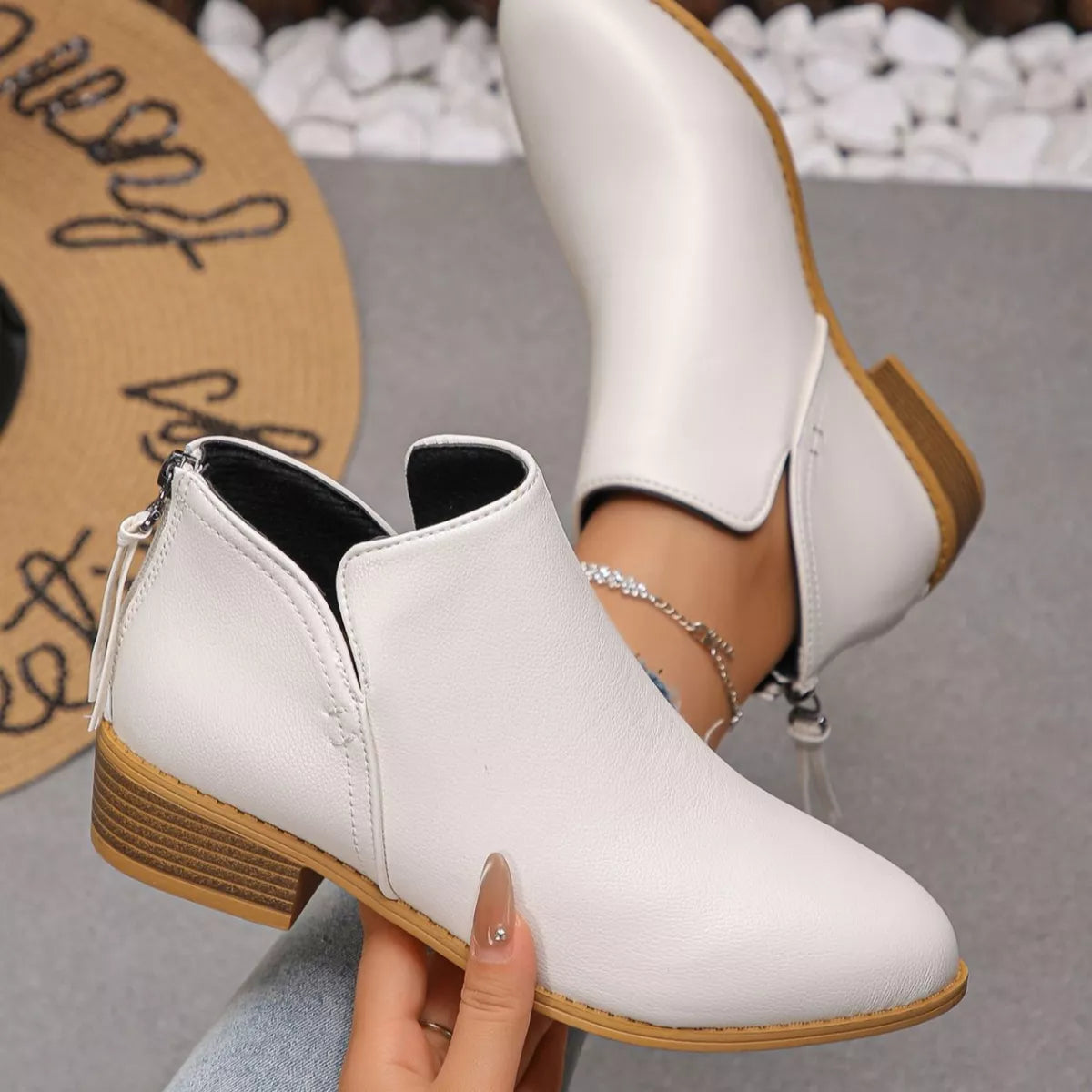 Women's Point Toe Block Heels Boots - Tigbul's Variety Fashion Shop