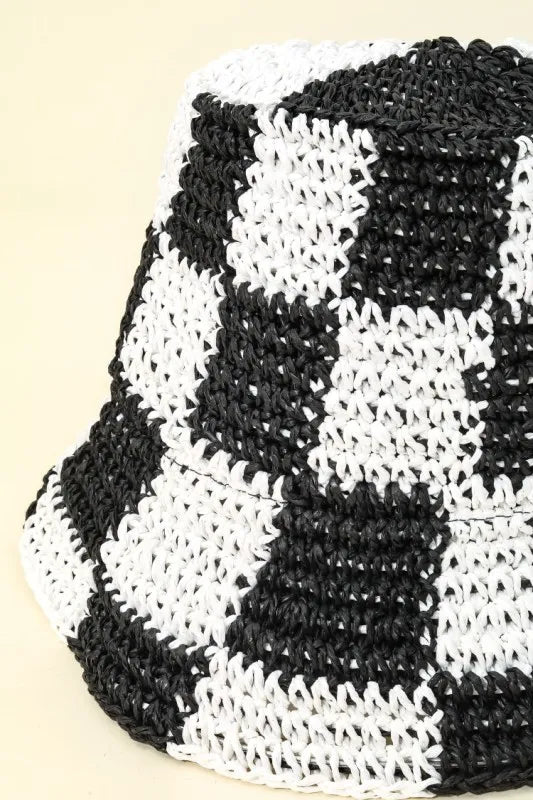 Fame Checkered Pattern Knit Bucket Hat - Tigbul's Variety Fashion Shop
