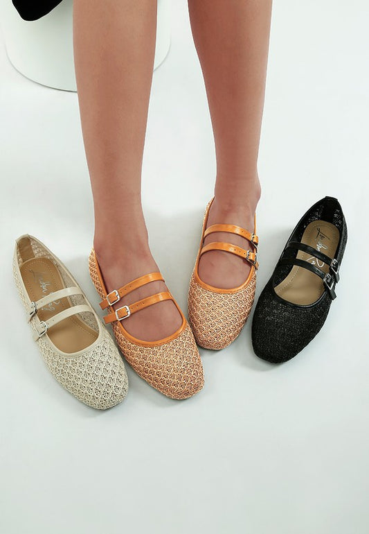 Warena Pin Buckle Strapped Ballerinas - Tigbul's Variety Fashion Shop
