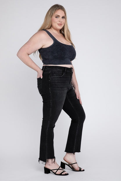 Plus Size High Rise Crop Flare Jeans - Tigbuls Variety Fashion