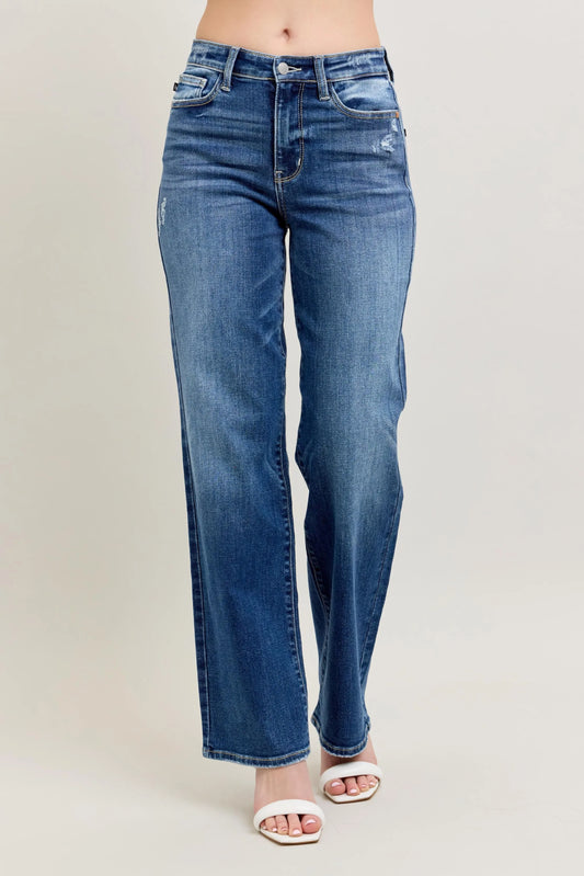 Judy Blue Full Size High Waist 90's Straight Leg Jeans Plus Size - Tigbul's Variety Fashion Shop