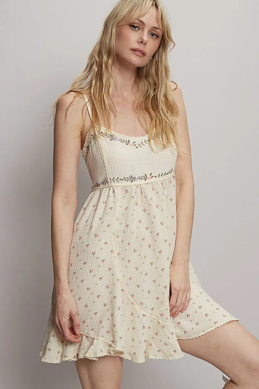 POL Ruffled Hem Floral Print Cami Mini Dress - Tigbul's Variety Fashion Shop