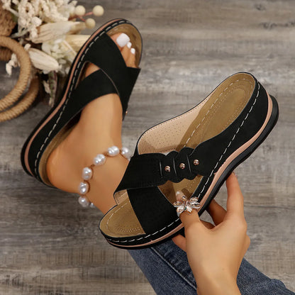 Crisscross Open Toe Wedge Sandals - Tigbul's Variety Fashion Shop