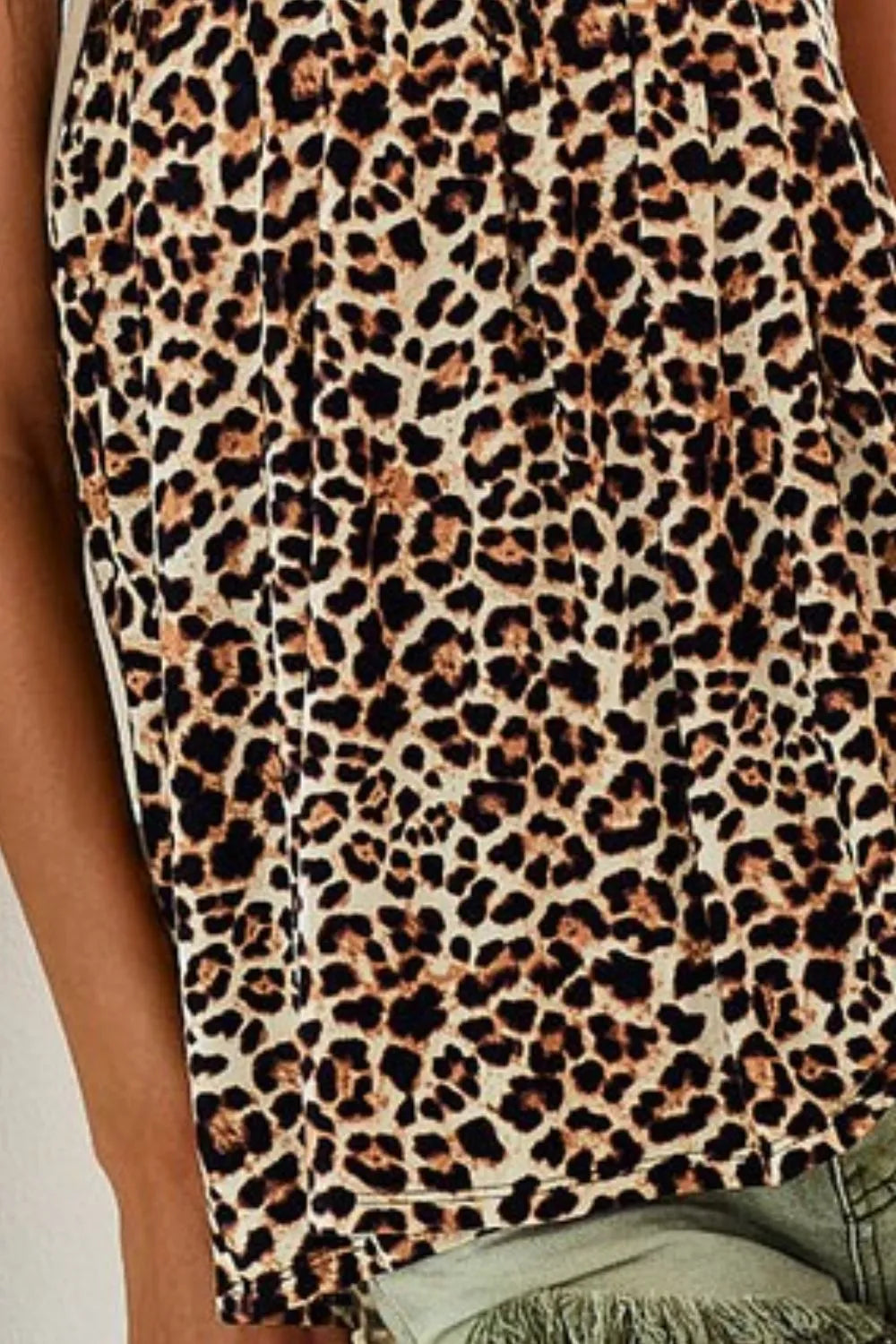 Leopard Printed Jersey Knit Gathering Cami Top - Tigbul's Variety Fashion Shop